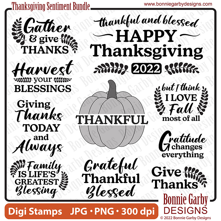 Thanksgiving Sentiments Digital Stamp Set